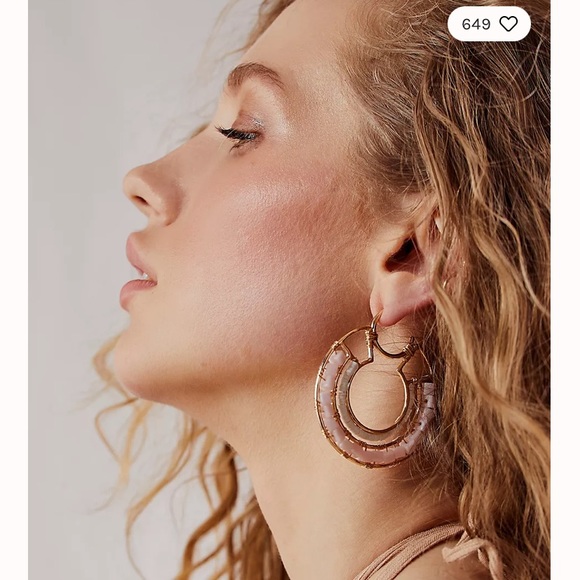 Yellow Beyond Beaded hoops by Free People - Picture 3 of 3